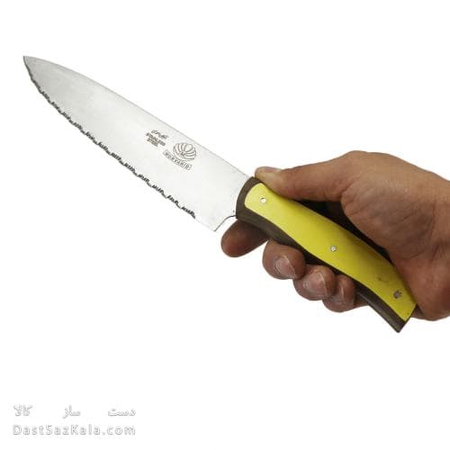 چاقو اره ای بزرگ تیغه استیل مروارید دسته چوبی 31 سانتی MN-26