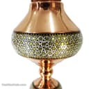 چراغ گرد سوز مسی خاتم کاری طرح ناصر الدین شاه کد MJ-114