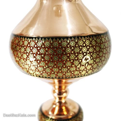 چراغ گرد سوز مسی خاتم کاری شده طرح ناصر الدین شاه کد MJ-113