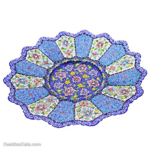 کاسه و بشقاب مسی میناکاری 25 سانتی کد LT-39