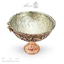 کاسه پایه دار مسی قلم زنی زنجان نانو شده قطر 28 سانتی AH-112