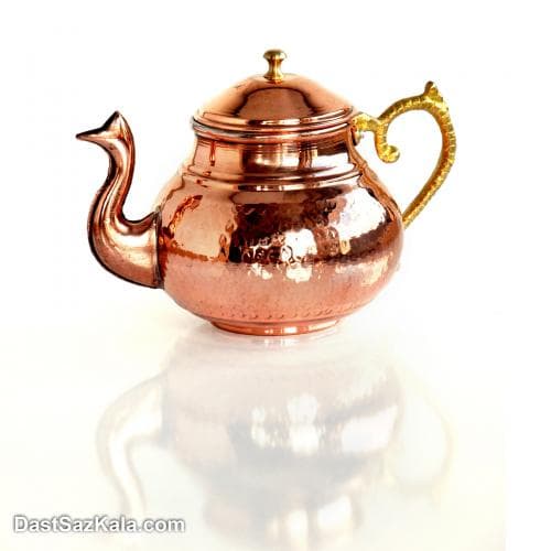 کتری و قوری مسی زنجان دسته برنجی طرح ترک کد NZ-18