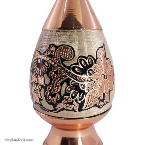 گلدان مسی الماس تراش نقره کوبی 25 سانتی مدل موشکی کد MJ-104