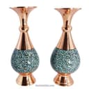 گلدان مسی فیروزه کاری 16 سانتی مجموعه ی 2 عددی کد MJ-59