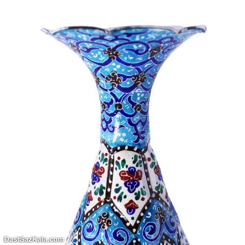 گلدان مسی میناکاری مدل کوزه ای 16 سانتی کد LT-110