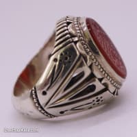 انگشتر عقیق مردانه اصل حکاکی شده با رکاب شیخ احمد RN-39