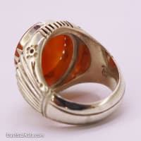 انگشتر مردانه عقیق کهنه هندی خط دار با رکاب شیخ احمد RN-37