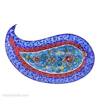 بشقاب بته جقه میناکاری مسی پایه دار دکوری کد LT-12