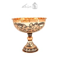 جام پایه دار مسی الماس تراش نقره کوب سایز 3 کد MJ-126