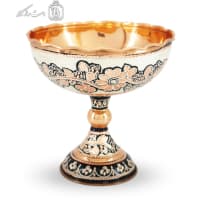 جام پایه دار مسی الماس تراش نقره کوب سایز1 کد MJ-128