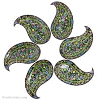 ست بشقاب میناکاری شده مسی طرح بته جقه مشکی 5 عددی LT-15