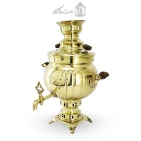 سماور برنجی زغالی آینه ای زنجان 6 لیتری کد AH-145