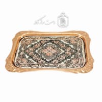 سینی مسی چای خوری الماس تراش نقره کوب شده کد MJ-131