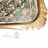 سینی مسی چای خوری الماس تراش نقره کوب شده کد MJ-131