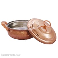 ماهیتابه درب دار مسی زنجان سایز 1 کوچک مدل تیانچه کد PA-37