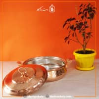 ماهیتابه درب دار مسی زنجان سایز 3 بزرگ مدل تیانچه کد PA-39