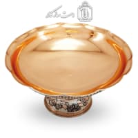 میوه خوری مسی پایه دار الماس تراش نقره کوب کد MJ-130