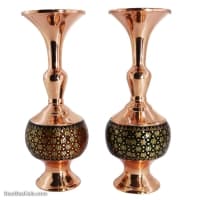 گلدان خاتم کاری اصفهان 16 سانتی مدل گیلاسی 2 عددی MJ-93